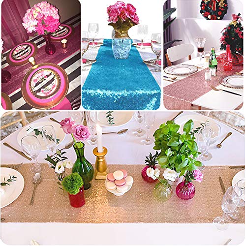 2 Pack 12 X 108 Inches Sequin Table Runner For Birthday Wedding Bridal Shower Baby Shower Bachelorette Holiday Celebration Party Decorations Tables Supplies (2, Gold) #TOP4
