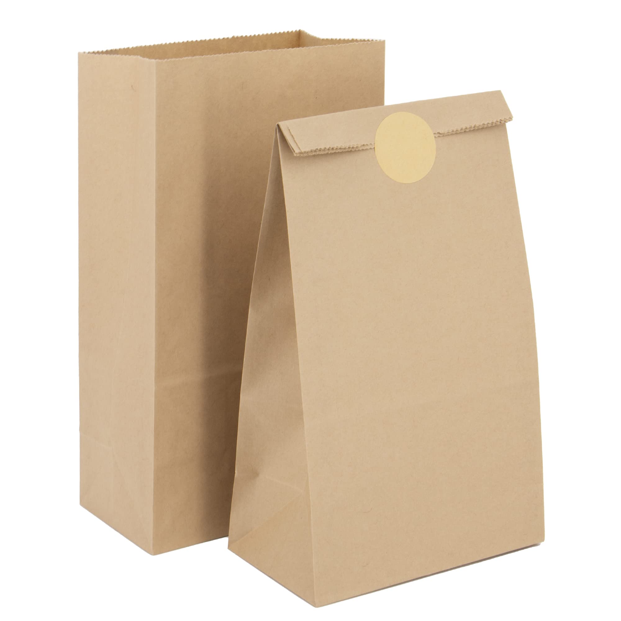 Time to Sparkle 20PCS Party Bag Kraft Paper with 24 Stickers Kids Party Gift Sweet Bags for Class Party Favors Girls Boys Birthday Wedding Christmas Halloween, 130X80X240mm, Brown