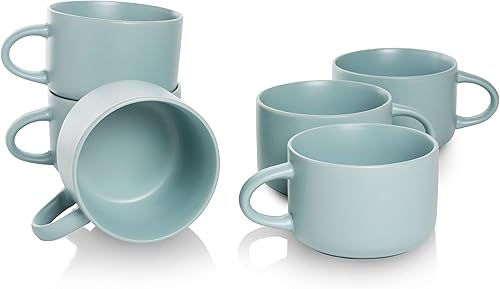 Vista 20 de 10 Strawberry Street Wazee - Juego de 6 cuencos para cereales mate de 5.5 pulgadas/16 onzas, color azul mineral