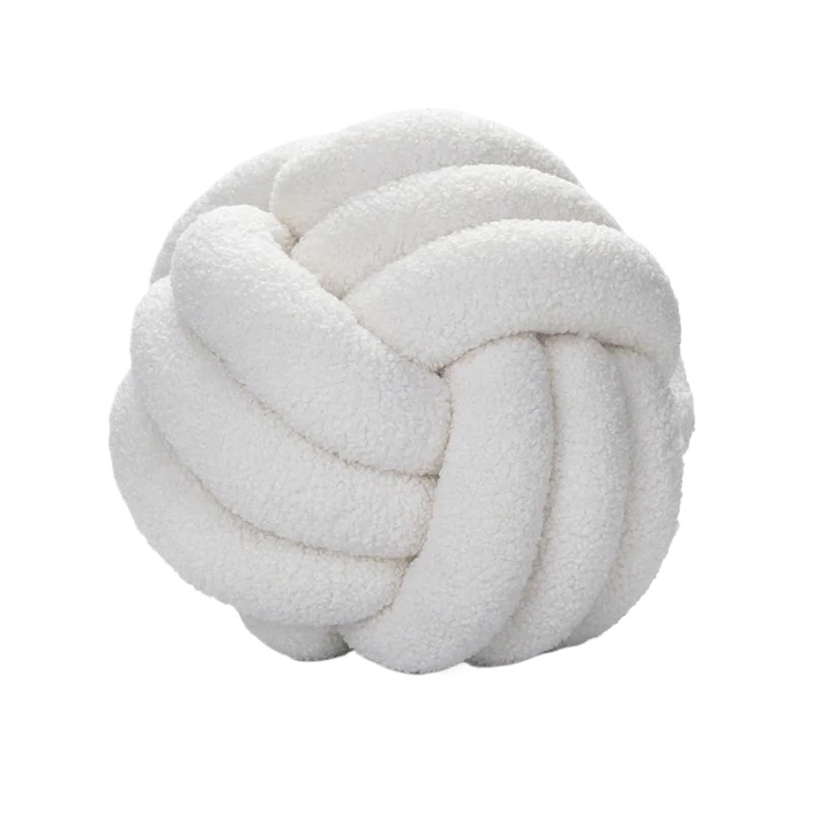 GIYXHU Handwoven Ball Pillow Knot Sofa Living Room Shaped Cushion Headboard Backrest for Couch(White)