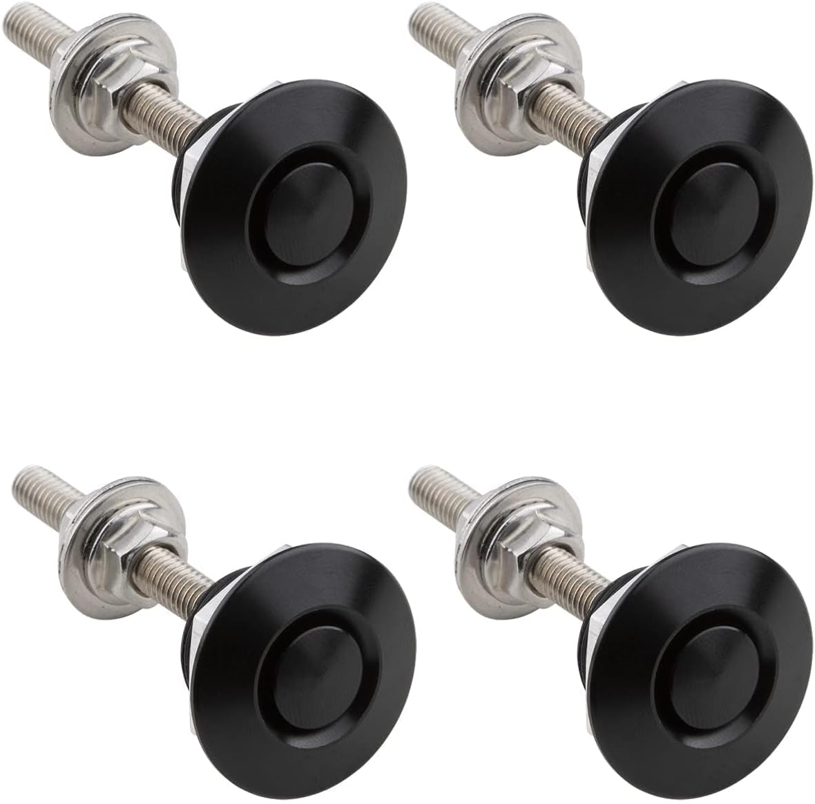 Pack of 4 Universal Aluminum Vehicle Hood Pins 1.25''- License Plate Lock Clip, Quick Release Lock Latch Bumper Diameter 1.25 inch