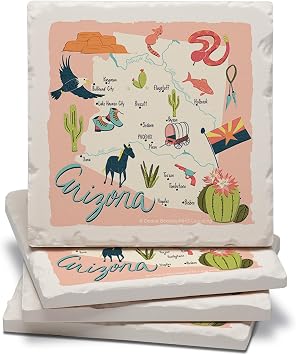 Thirstystone Arizona Home State 4 Pack Tumbled Tile Stone Coasters