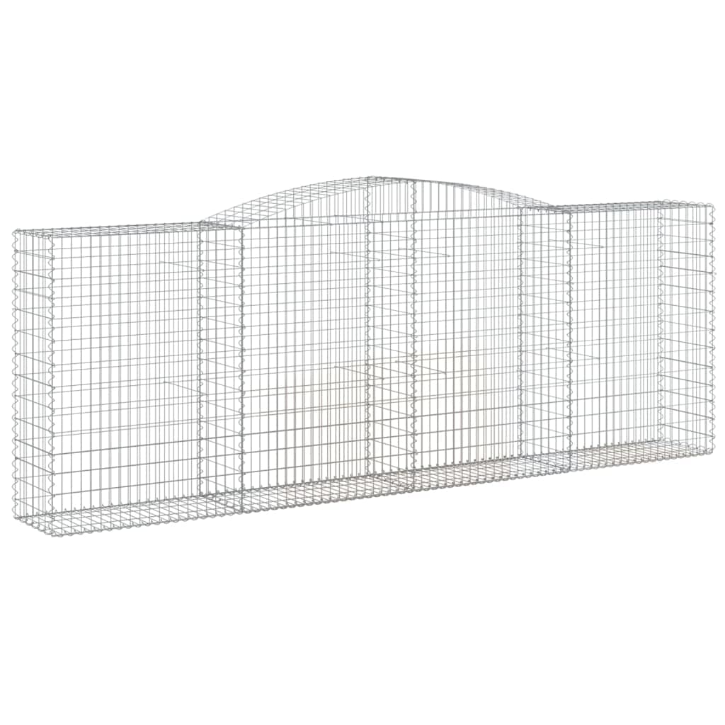 Zestaw 8 koszyków gabionowych, 400 x 50 x 140/160 cm, ocynkowane żelazo, z łukiem, grubość drutu 3,5 mm, wytrzymała bariera ogrodowa, izolacja akustyczna