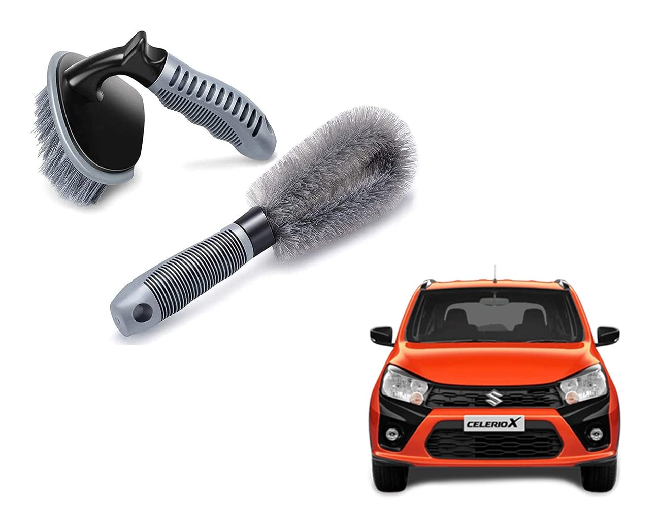 ABS 2 Pieces Wheel Tire Brush Set for Cleaning Wheels, Rim Cleaner for Maruti Suzuki Celerio X-image-32