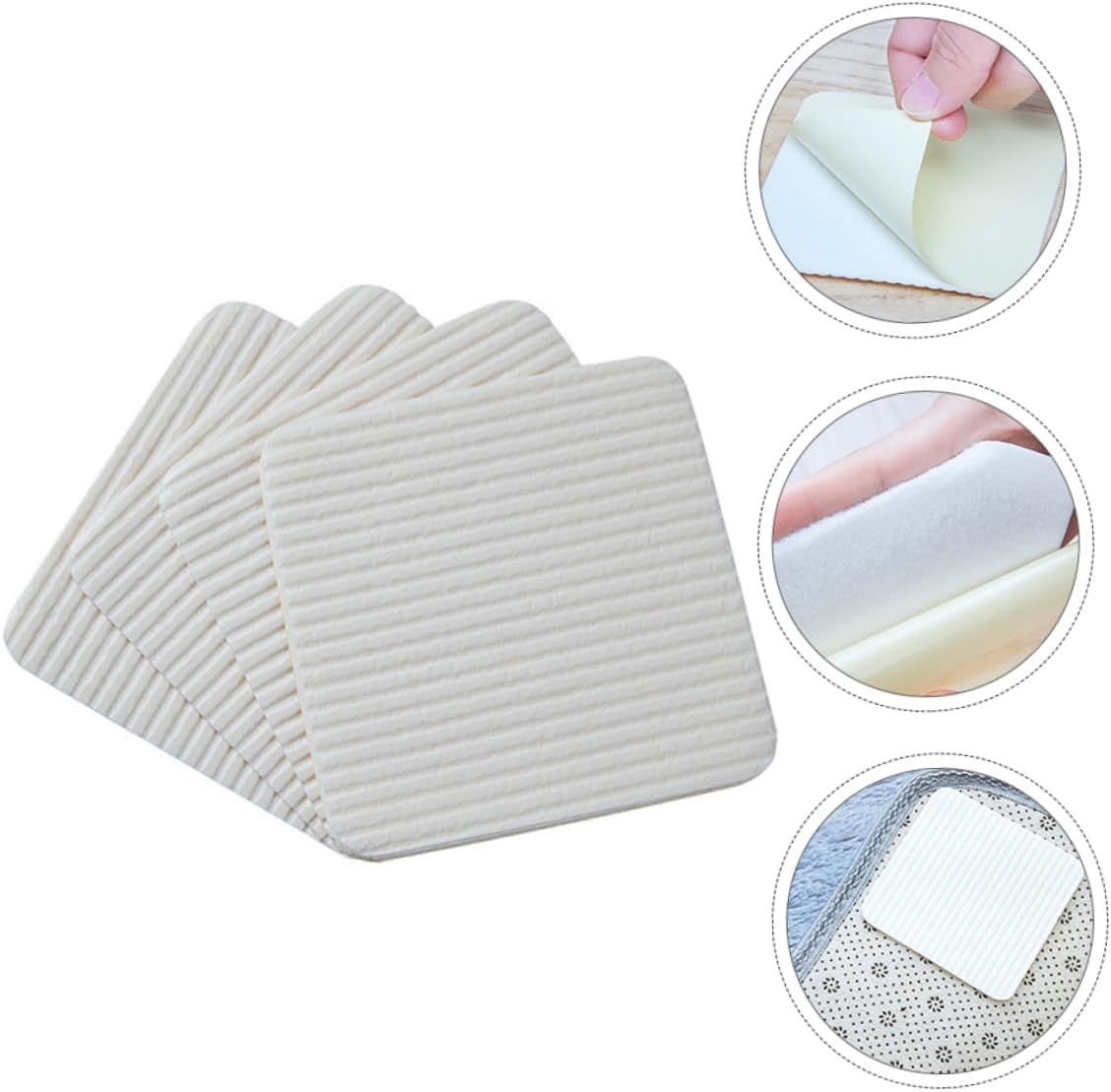 Levemolo 8pcs - Carpet Stickers Non-Woven Adhesive Rug Fixation for Area Rugs Washable Traceless Non-Skid Tapes for Use