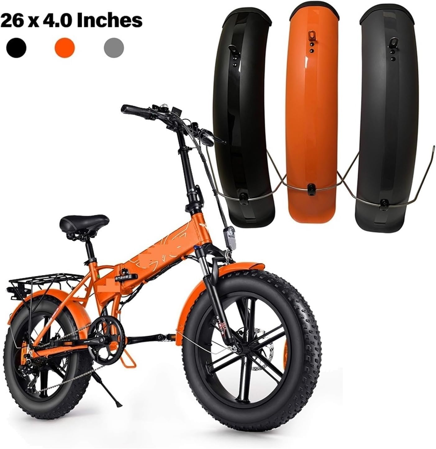 Garde-Boue de vélo Ensemble de Garde-Boue de vélo 26x4,0 Pouces de Large Garde-Boue Avant arrière VTT Tout-Terrain Fat Tire Bikes Ailes Couverture complète Fat Bike Fenders en Plastique (Cou
