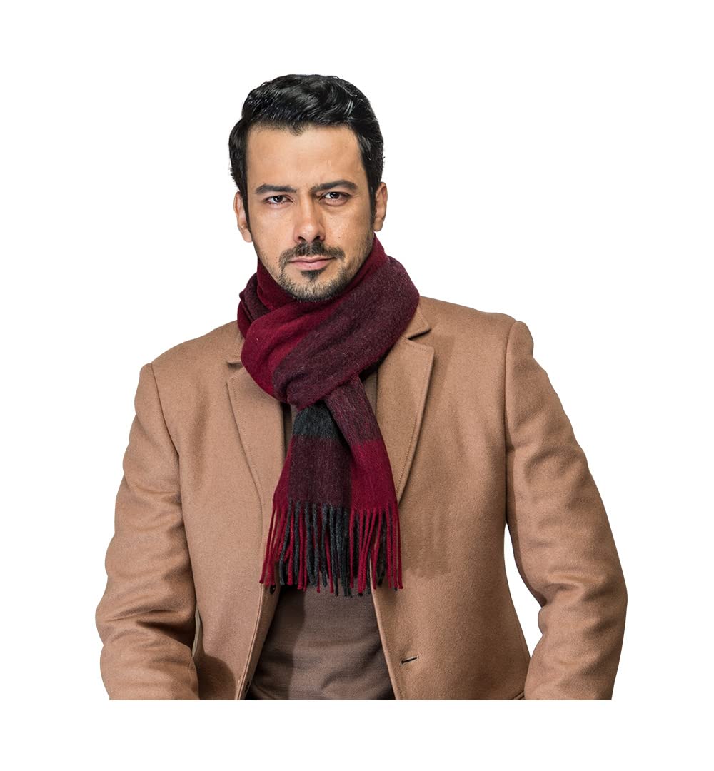 100% lana pañuelo para el cuello de los hombres bufanda monocolor a cuadros rayas invierno bufanda de hombre, Nº 17