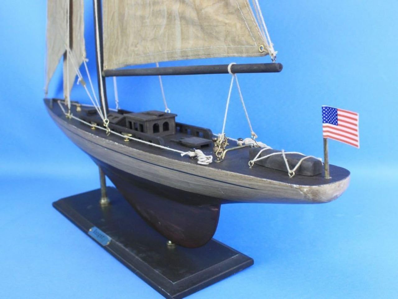 Hampton Nautical Rustic Wooden Ranger Model Sailing Yacht, 35"