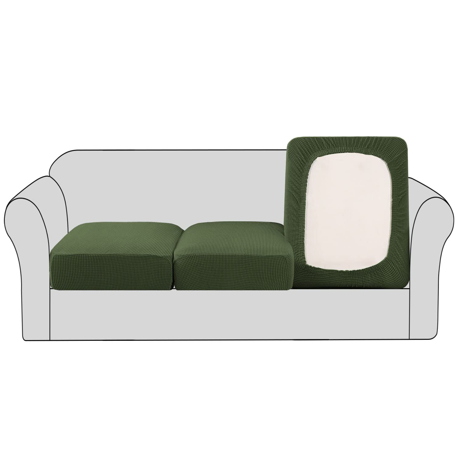 H.VERSAILTEX Super Stretch Couch Cushion Covers Sofa Cushion Slipcovers Jacquard Fabric Individual Seat Couch Slipcover Sets for Pets with Elastic