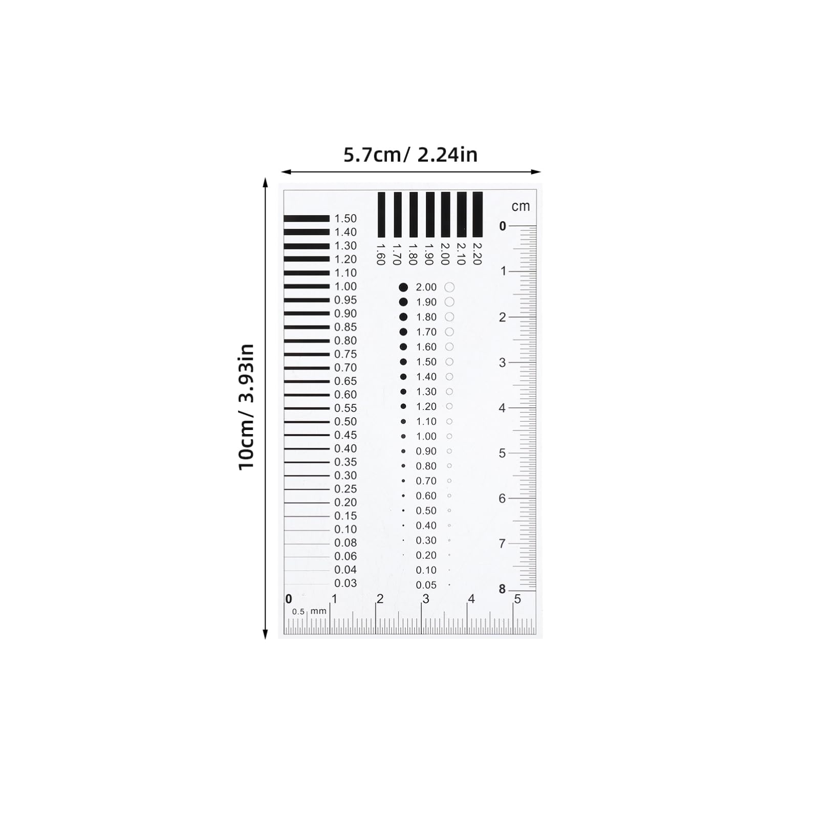 NAMOARLY High Precision Diameter Measurement Tool Transparency Defect Chart Ruler Crack Gauge for Accurate Estimation Professional Applications