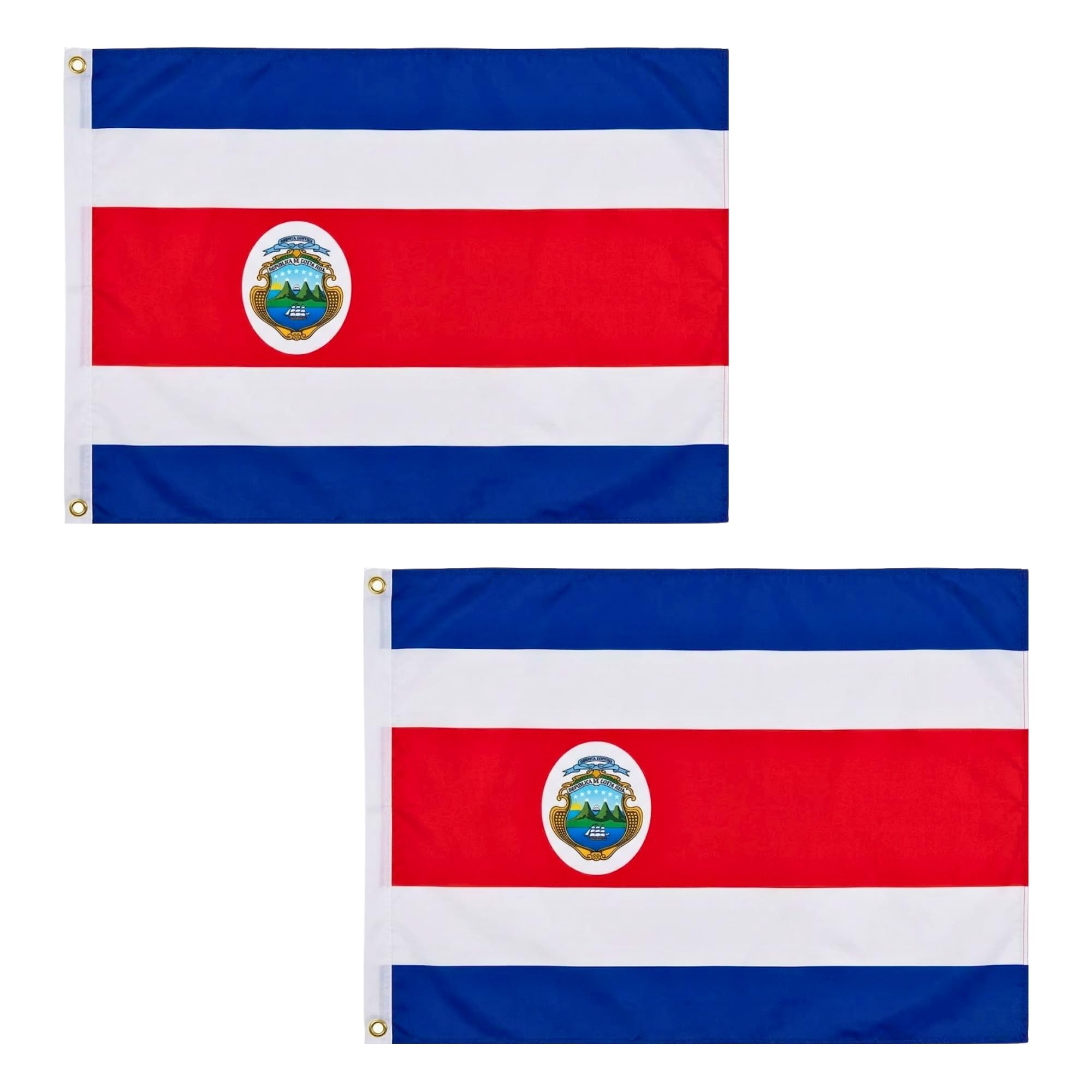 2 Pcs Costa Rica Flag 5ft x 3ft with Brass Eyelets – Polyester Costa Rican Flag Banner for Football Matches, Fan Support, Home & Garden Display