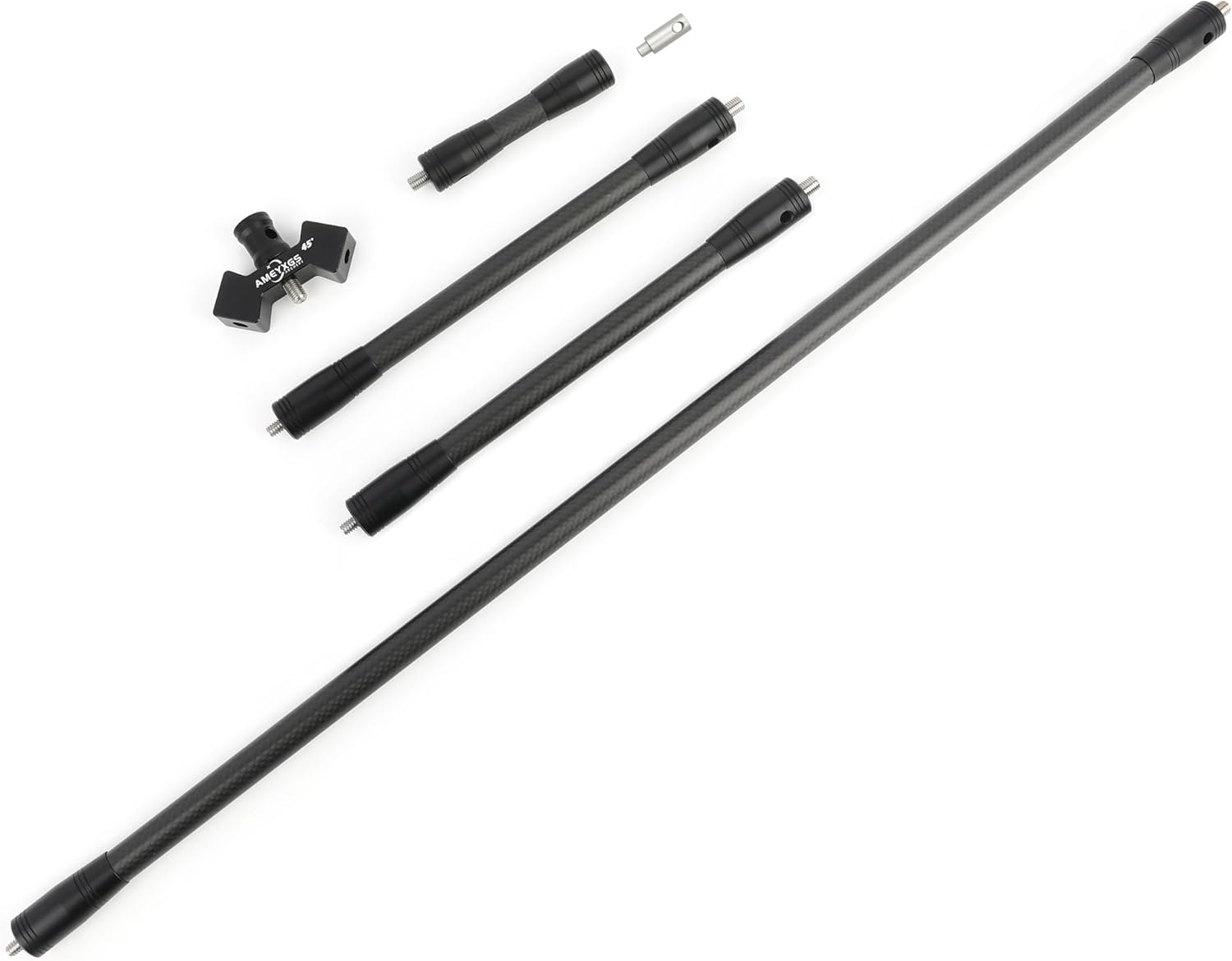 AMEYXGS Archery Bow Stabilizer Set 4/5/10/12/28/30 inch 3k Carbon Bow Balance Bar with Stabilizer Rubber and Weights for Recurve Bow and Compound Bow