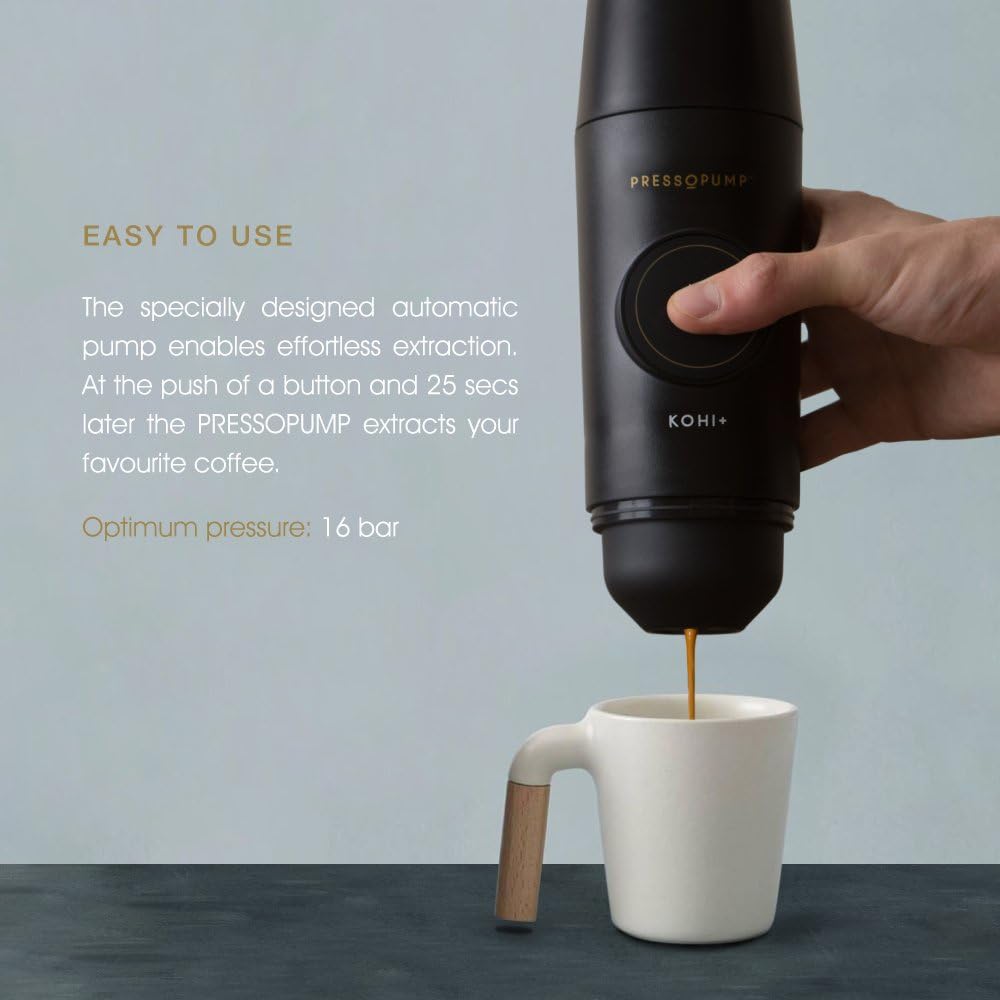 Espresso Maker (Automatic) by Pressopump | CORDLESS Travel Coffee Maker | Perfect Gift for Home, Outdoors & Office (Cordless)