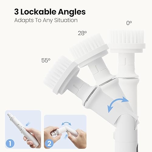 Miniatura 4 de UNIWA Fregador eléctrico giratorio  Depurador de ducha inalámbrico con 4 cabezales reemplazables, 3 velocidades para limpiar baño, cocina, platos