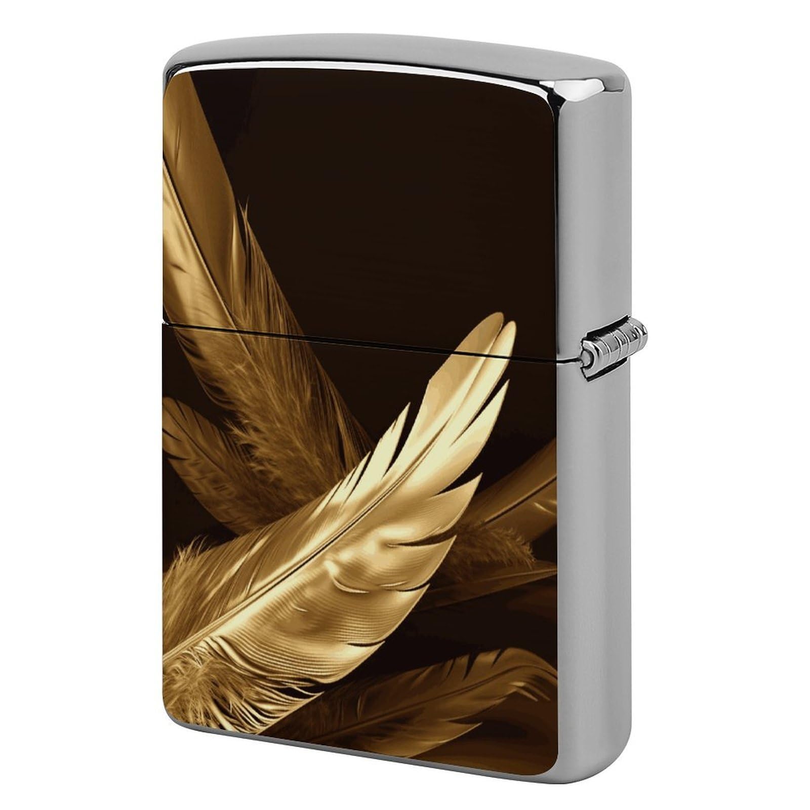 Fekiloot Style Golden Feathers Lighter Case Cover Lighter Holder