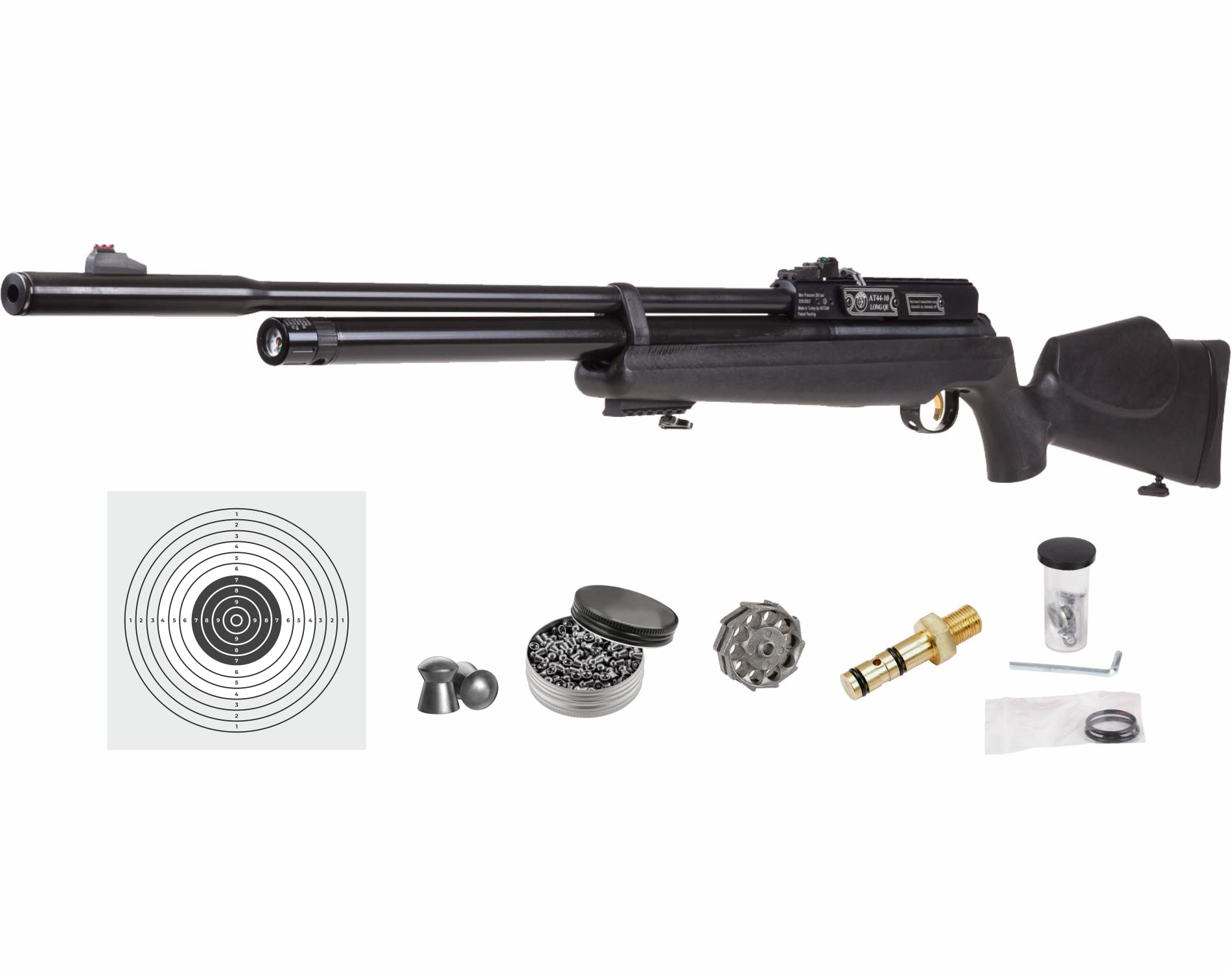 Wearable4U - Hatsan AT44S10 Long QE Open Sight .177 Cal Air Rifle with Included 100x Paper Targets and 500x .177 Cal Pellets Bundle