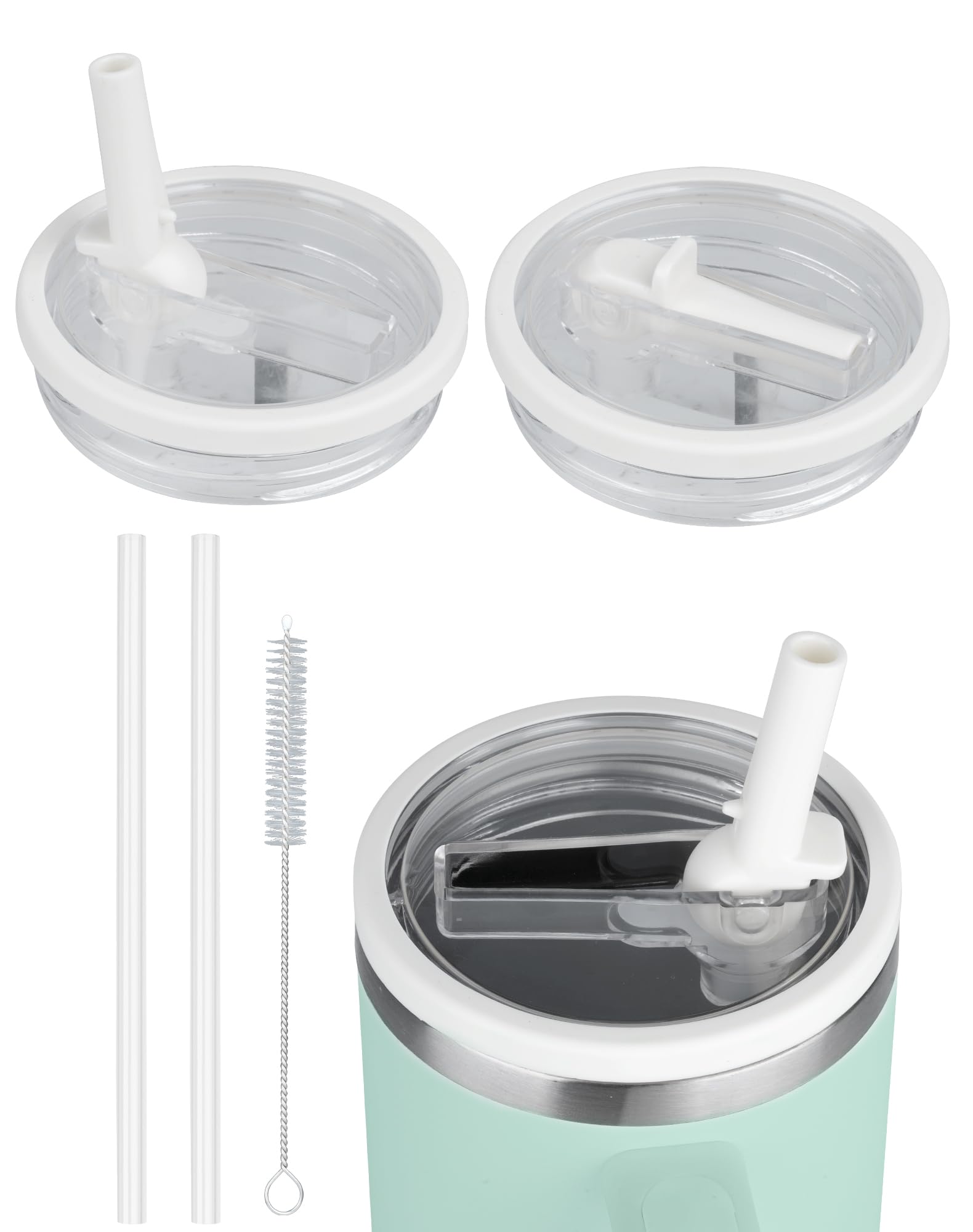 NETONDA Coperchio a prova di perdite per Stanley 1,2 l Quencher H2.0 Flowstate Tumbler bianco 2 pezzi coperchio ermetico per Stanley Cup 40oz tazza coperchio di ricambio