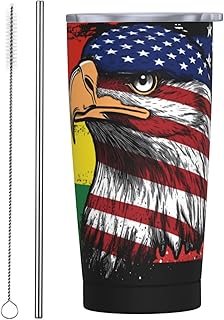 Bolivia Bolivian Flag Ameirca Flag With Eagle Pattern 20oz Stainless Steel Tumbler with Lid and Straw, Double Wall Vacuum Insulated Coffee Cup Travel Mug for Hot and Cold Drinks