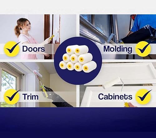 Miniatura 4 de RZJZGZ Mini rodillo de pintura de espuma para decoración de retoque Kit de bandeja de rodillo de pintura pequeña de 2 pulgadas con cubiertas de