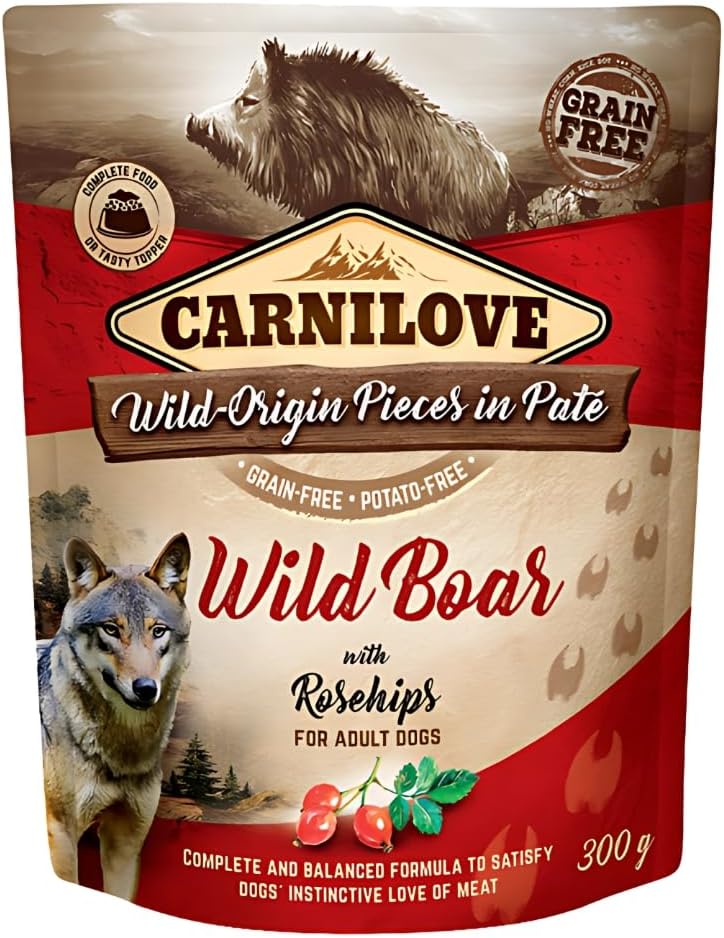 Carnilove Wild Boar With Rosehip For Adult Dogs (Wet Food Pouches) 12X300g