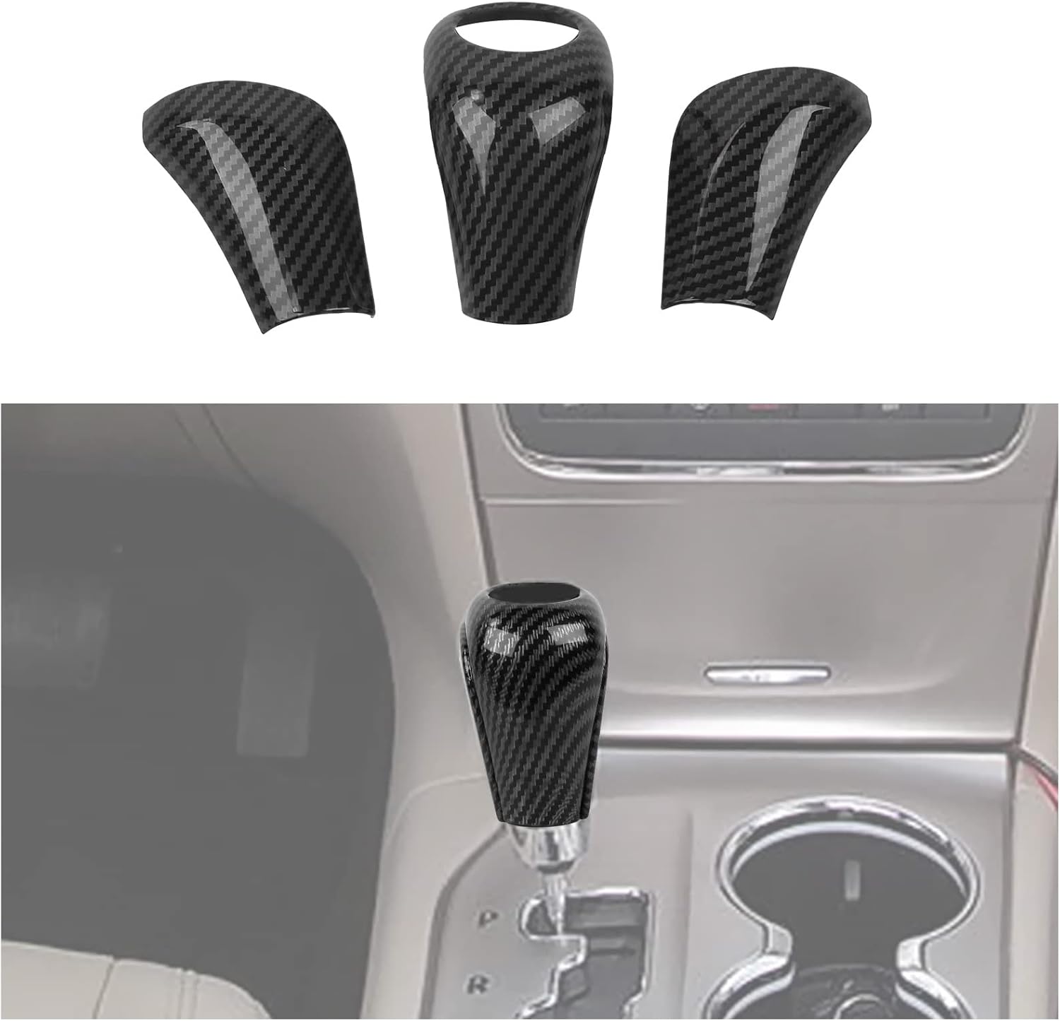 CheroCar Gear Shift Knob Cover Trim Stick Shifter Cap Cover Interior Accessories for 2011-2013 Jeep Grand Cherokee (Carbon Fiber)