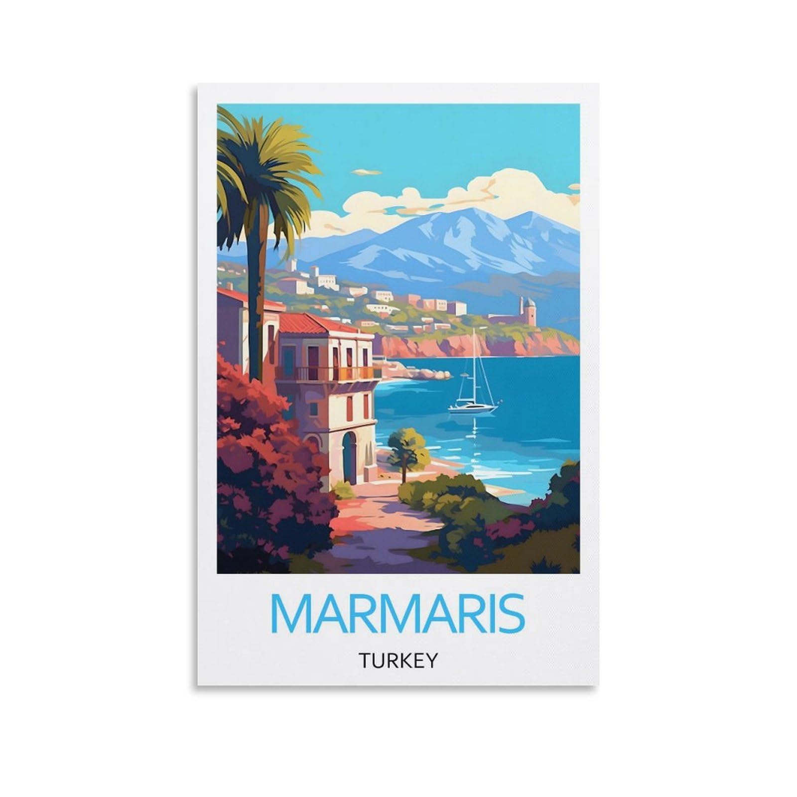 Yjneng Unframed Canvas Art Picture Marmaris Turkey Wall Decor Art Painting Posters Modern Family Decorative Poster 24X36inch(60X90cm)