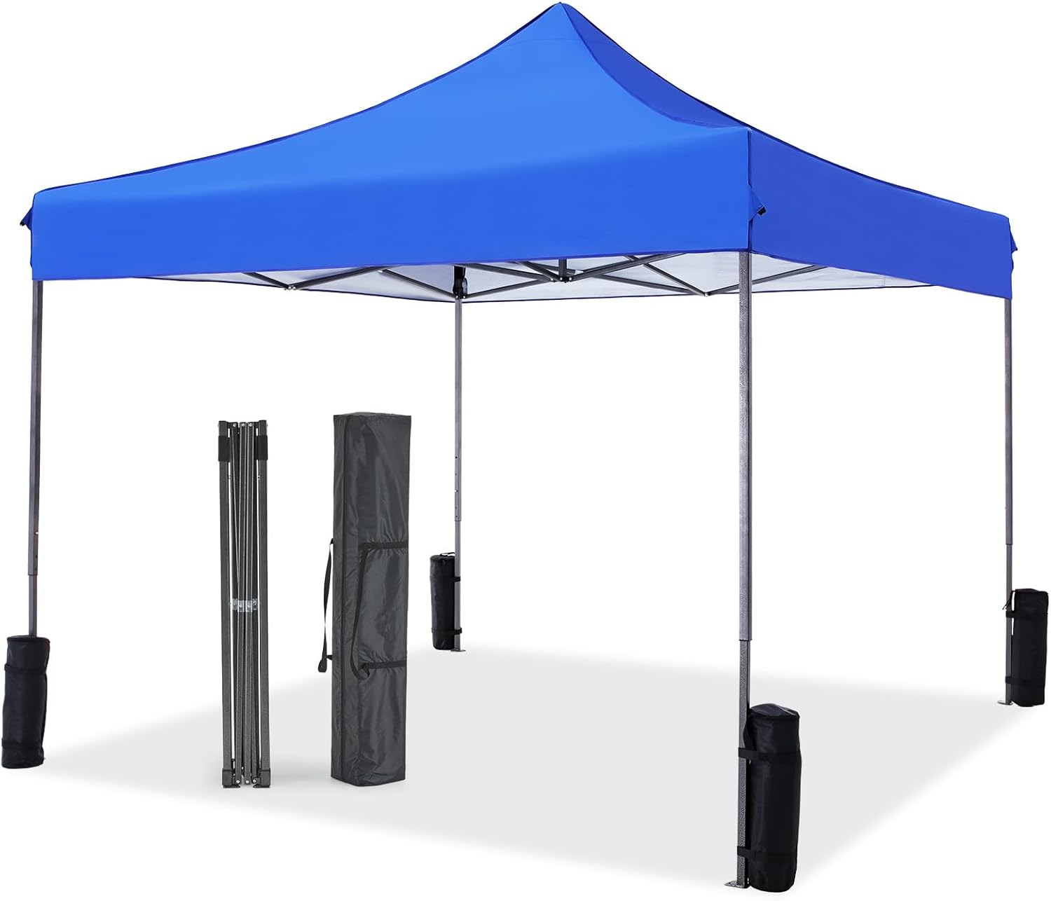 NEWBULIG 10x10 FT Pop Up Canopy Easy Up Tents for Camping Parties Events Beach Backyard Portable Outdoor Shelter Heavy Duty Instant Sun Shade with Sand Bags, Blue