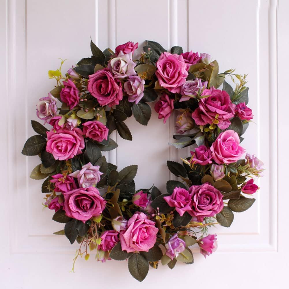Ochine Peony Spring Wreaths for Front Door, Artificial Rose Flower Wreath Handmade Spring Summer Wreaths Valentine's Day Wreath for Valentines Day Decor Wedding Front Door Wall Window Home Decor
