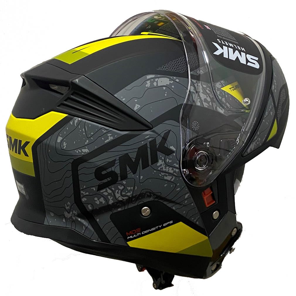 Casco de Moto Modular SMK Gullwing Navigator Abatible con Visor Solar Gris Amarillo - Homologado P/J ECE 22.06 - Designed