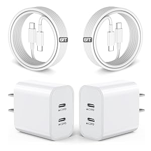 iPhone 17 16 15 Charger USB C Charger Fast Charging 2Pack Dual Port Fast Wall Chargers Block with
