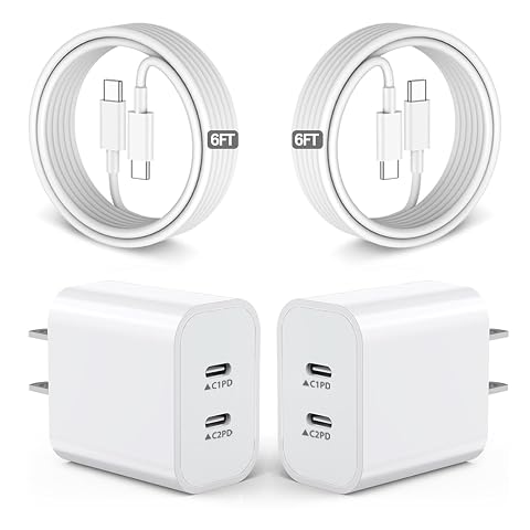 iPhone 17 16 15 Charger USB C Charger Fast Charging 2Pack Dual Port Fast Wall Chargers Block with
