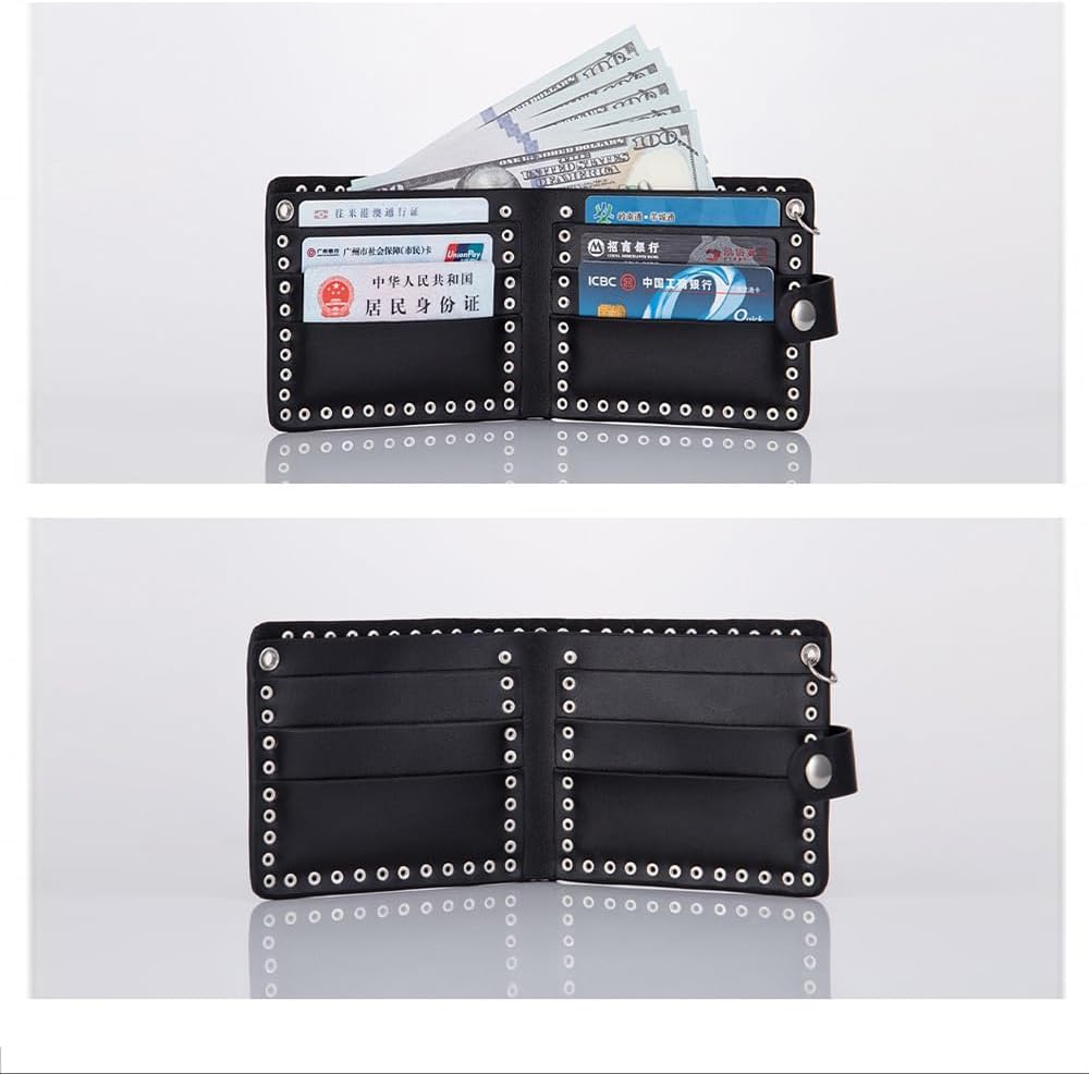 Gothic Punk Wallet for Man Women Leather - Punk Bifold Halloween Goth Accessories | No Chain (C) - Image 6
