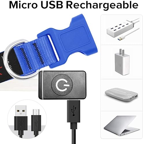 Miniatura 4 de Collar de perro LED, luces recargables por USB, ajustable, cómodo, de malla suave, collar de seguridad para perros pequeños, medianos y grandes (S,