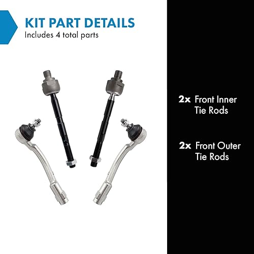 Miniatura 1026 de TRQ Juego de varillas de acoplamiento delanteras interiores y exteriores, 4 piezas, compatibles con Chevrolet Cruze 2016-2019 de 16-19 voltios