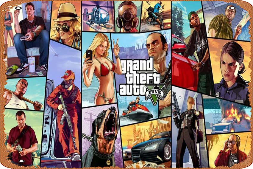 Amazon.co.jp: GTA 5 ゲームポスター 2 8 x 12インチ - レトロ