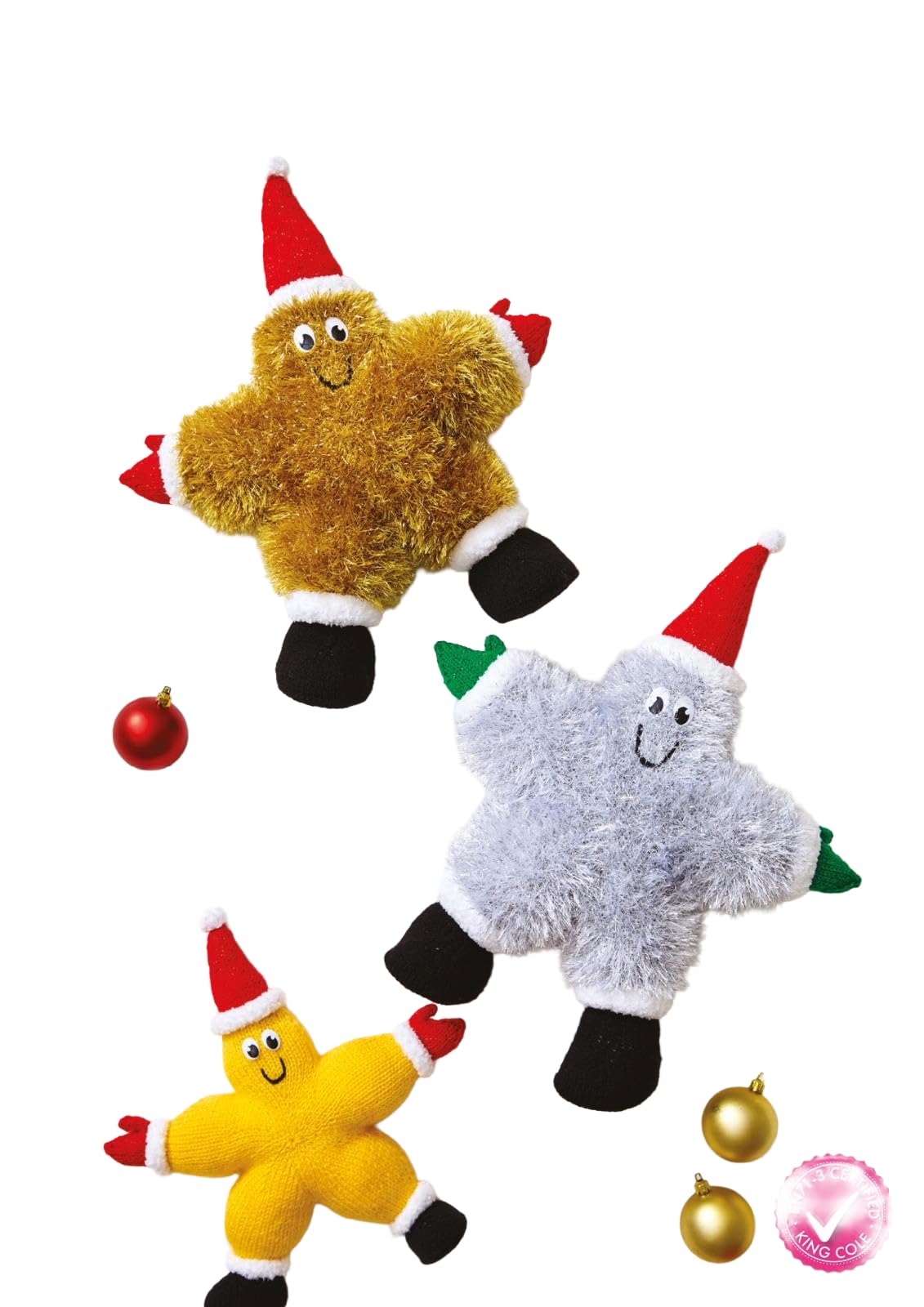Knitting Pattern Stars Christmas Decoration King Cole Tinsel Chunky & DK 9169