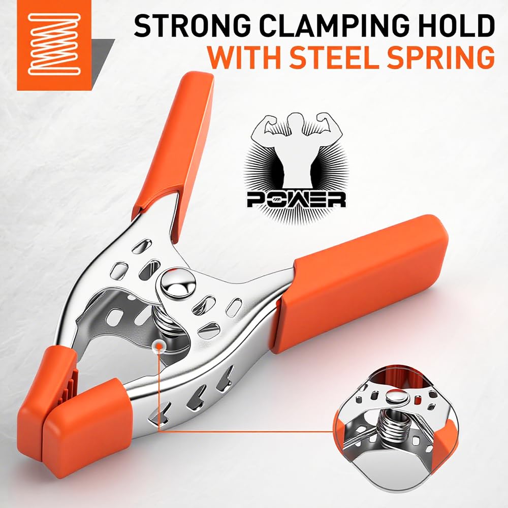 HORUSDY 8-Piece 4" inch Spring Clamp, Heavy Duty Spring Metal Spring Clamps, 1.5"-inch Jaw opening