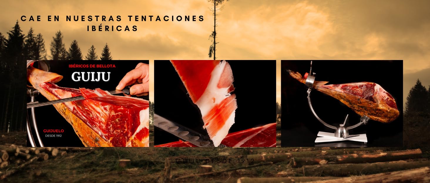 Lotto di prosciutto (palletta) iberico selezione con salsiccia e salsiccia di bella e coltellino + prosciutto - regalo anteriore di Iberiche di bellota guiggiola - Favolosa di guigolo.
