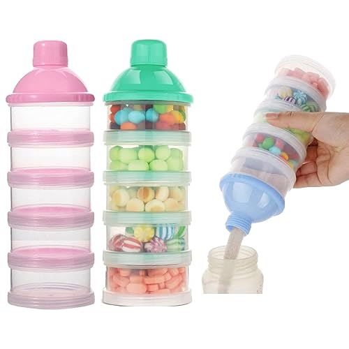 Dispensador de leche en polvo para bebés, 2 unidades, de 5 capas, ollas de leche en polvo, dispensador de fórmula, dispensador portátil de fórmula