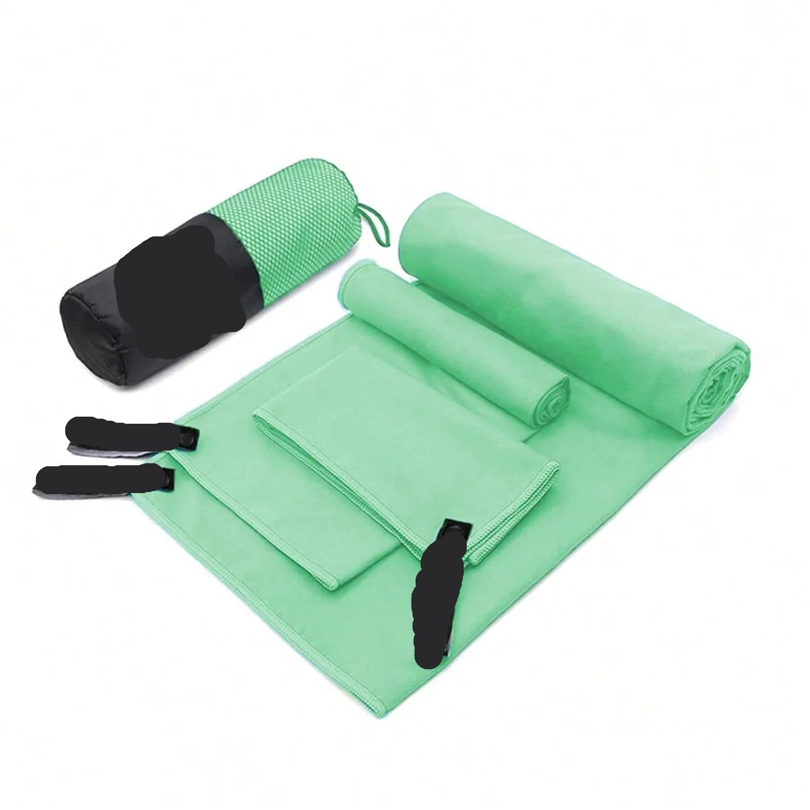 Juego de 3 Toallas Microfibra for Deporte, Fitness, natación y baño. Ideal for Yoga, Correr, Camping Playa para Pilates Bikram(Green)