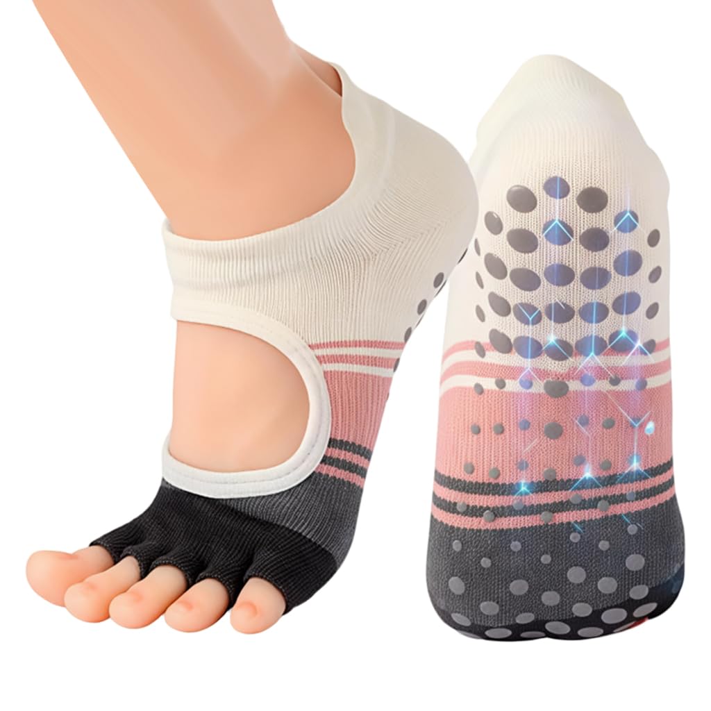 Zibuyu® Toeless Pilates Yoga Socks with Non-Slip Silicone Grip, Open-Toe Breathable Cotton Blend, Elastic Strap for Secure Fit, Ideal for Yoga, Barre, Ballet-image-41
