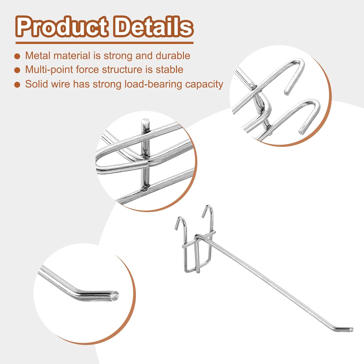 25 Pieces 7.87" Metal Grid Panel Display Hook, Peg Panel Hook for Supermarkets, Boutiques, Accessory Stores and Department Store (Silver)