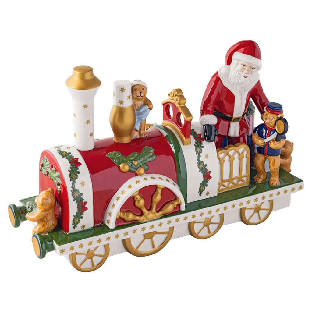 Villeroy & Boch - Christmas Toy's Lokomotive Bunt, Weihnachten, Weihnachtsdekoration für Innen, Figur für Tisch, Regal und Fensterbank, Dekofigur, Winterdekoration, Porzellan