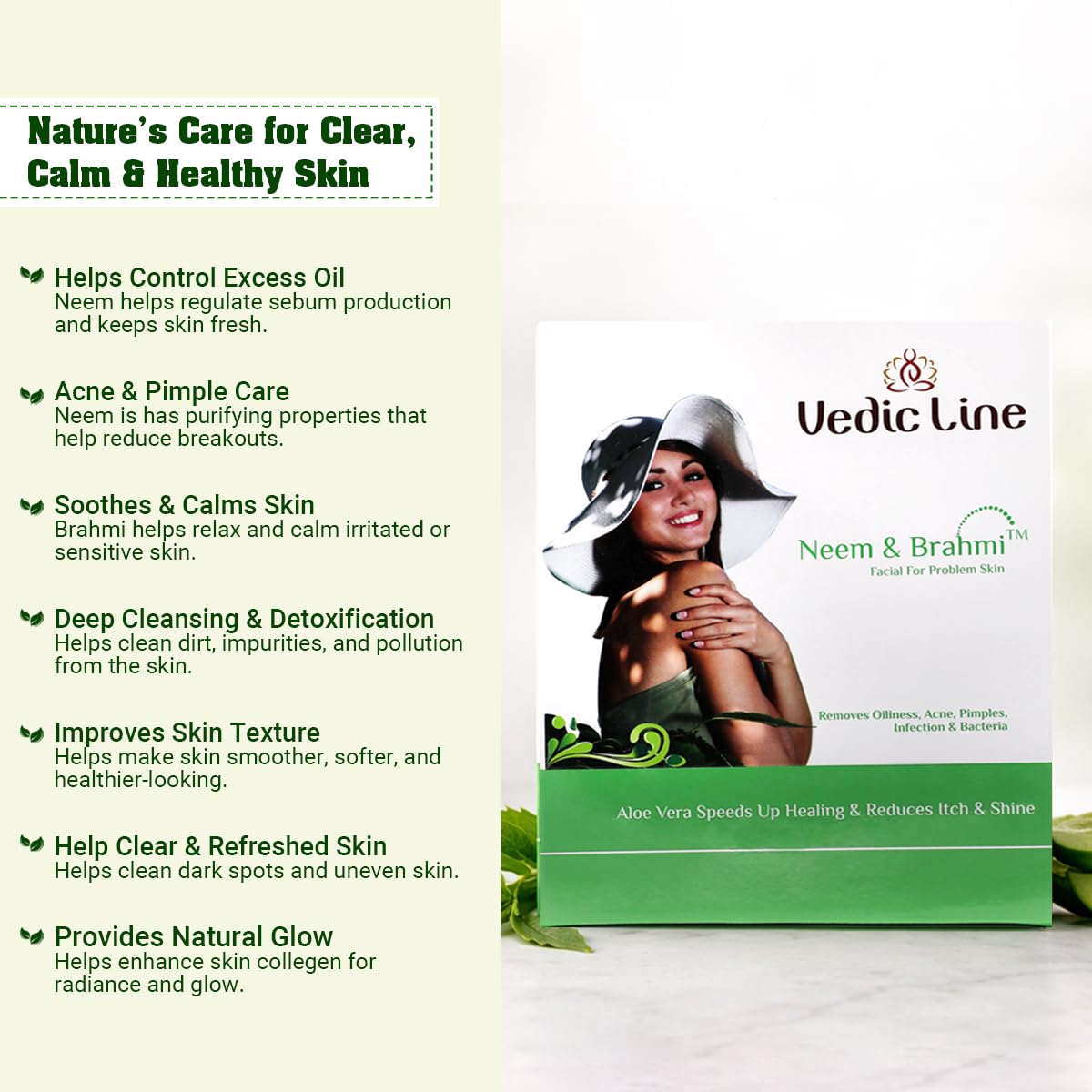 Vedic Line Neem & Brahmi Facial Kit, For Reduce Dark Spots, Acne With Aloe Vera, Embellica & Vitamin C Gives Healthy And Glowing Skin, 620Ml 2