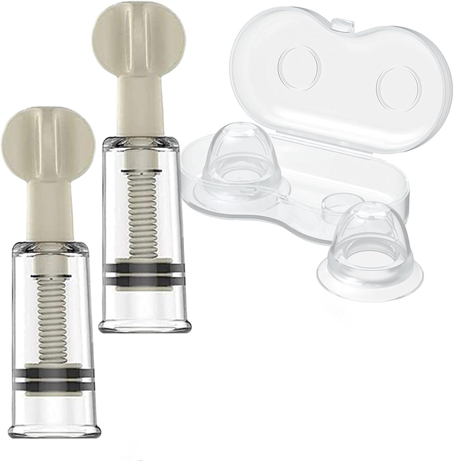 Jesakmie 2 Pairs Silicone Nipple Corrector for Breastfeeding Mother or Women, Vacum Pump Nipple Correctors with Travel Case for Flat Inverted Nipples