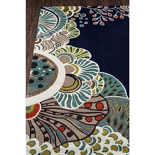 Image of Carpet Mahal Handmade Handwoven Tufted Made of 100% Soft Blended Wool Export Quality Carpets with 1 Inch Thickness (5x7 Feet) Color Multi