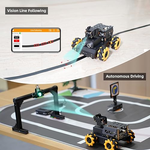 Miniatura 5 de LewanSoul Raspberry Pi AI Vision Robot Car Kit Omnidireccional Mecanum Wheels Robot, 2DOF Pan Tilt Python Programación Open Source DIY Robot Kit