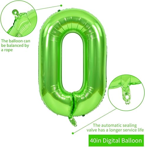 Miniatura 12 de TONIFUL Globos grandes de 40 pulgadas con números verdes del 0 al 9, globos digitales de helio número 5 con números de aluminio Mylar para Número