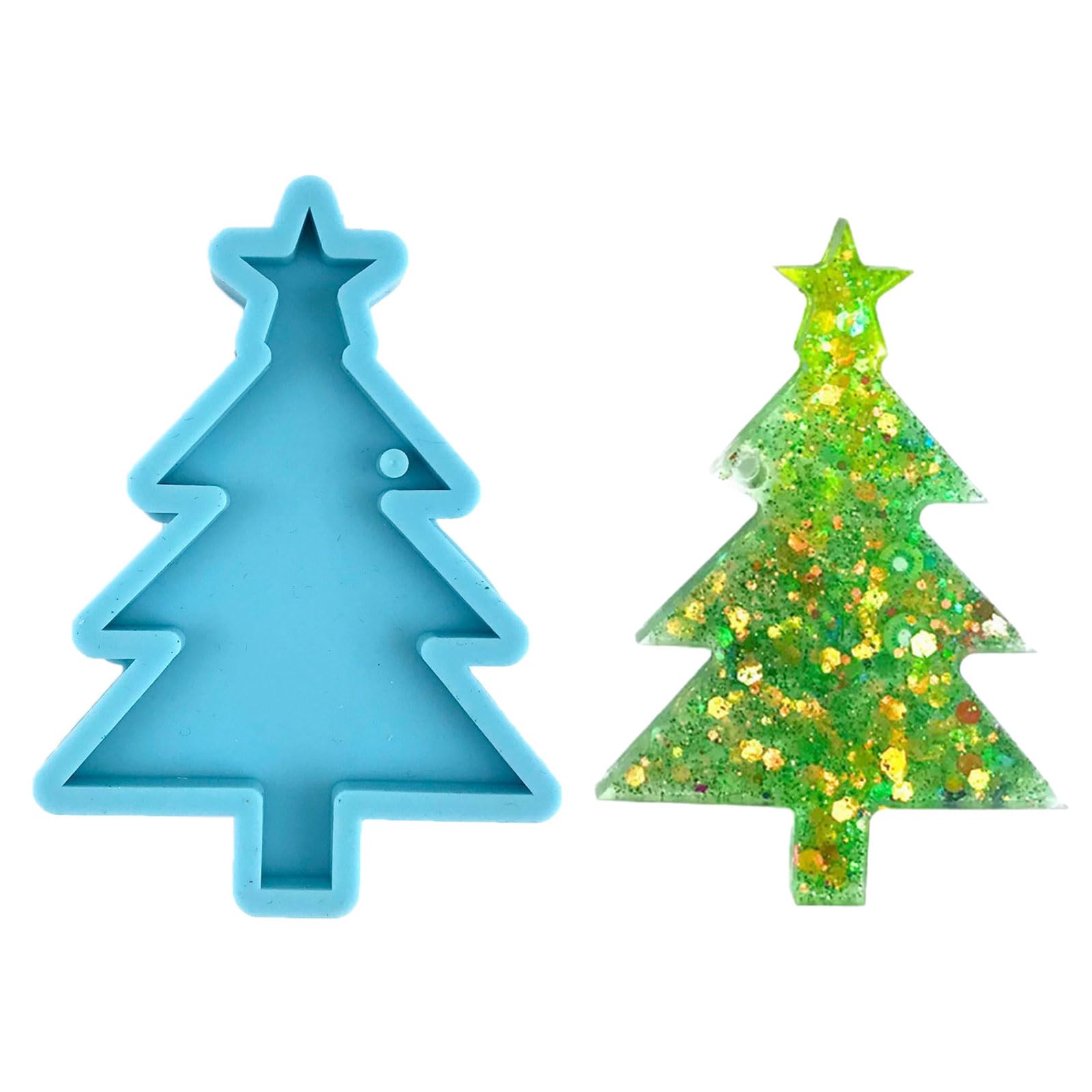 Jazuaiao Holiday Silicone Molds Star Christmas Tree Shape Keychains Ornaments for Gift and Festival Decoration Beginner Craft Mold