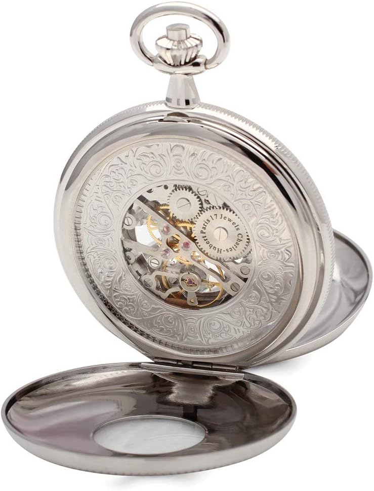 Sonia Jewels Charles Hubert Chrome Finish White Dial Pocket Watch 14.5"